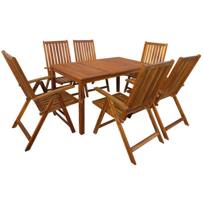 vidaXL Outdoor Dining Set | Brown | Solid Acacia Wood | Medium | Foldable