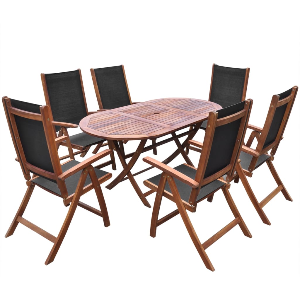 vidaXL Garden Furniture Set | Brown | Acacia wood | 9 piece set | Foldable