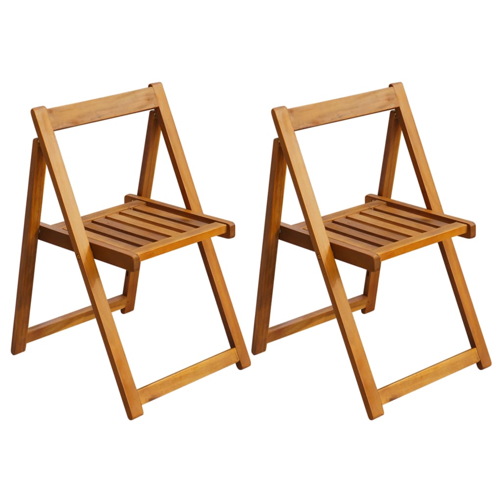 vidaXL Folding Chair | Set of 2 | Natural wood | Acacia wood | Medium | Foldable