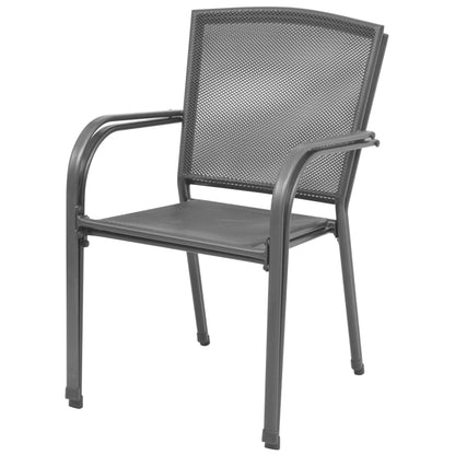 vidaXL Stackable Garden Chairs 2 pcs Steel Grey