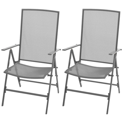 vidaXL Stackable Garden Chairs 2 pcs Steel Grey