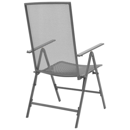 vidaXL Stackable Garden Chairs 2 pcs Steel Grey
