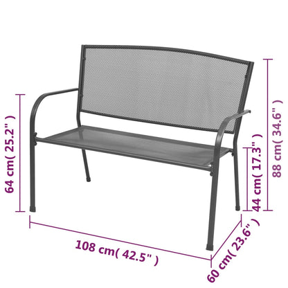 vidaXL Garden Bench | Anthracite | E-coated powder-coated steel | Medium