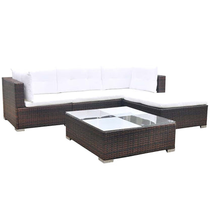 42739 vidaXL 5 Piece Garden Lounge Set with Cushions Poly Rattan Brown