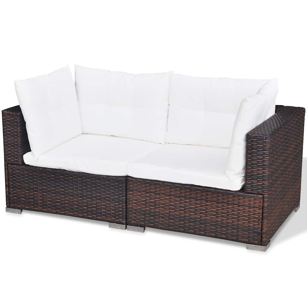 42739 vidaXL 5 Piece Garden Lounge Set with Cushions Poly Rattan Brown