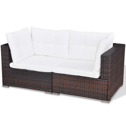 42739 vidaXL 5 Piece Garden Lounge Set with Cushions Poly Rattan Brown