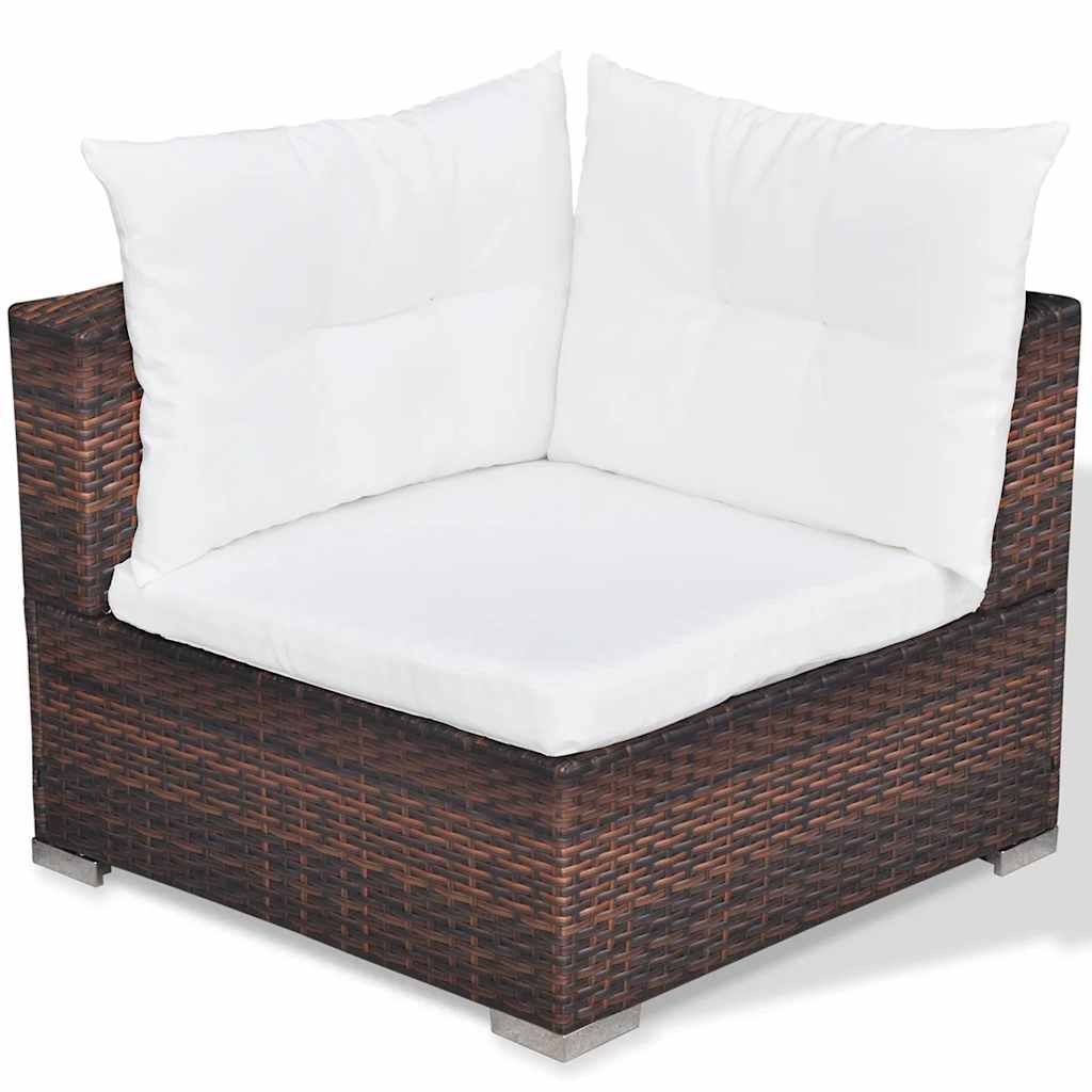 42739 vidaXL 5 Piece Garden Lounge Set with Cushions Poly Rattan Brown