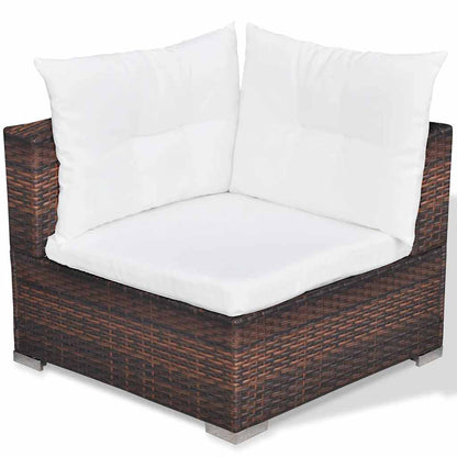 42739 vidaXL 5 Piece Garden Lounge Set with Cushions Poly Rattan Brown
