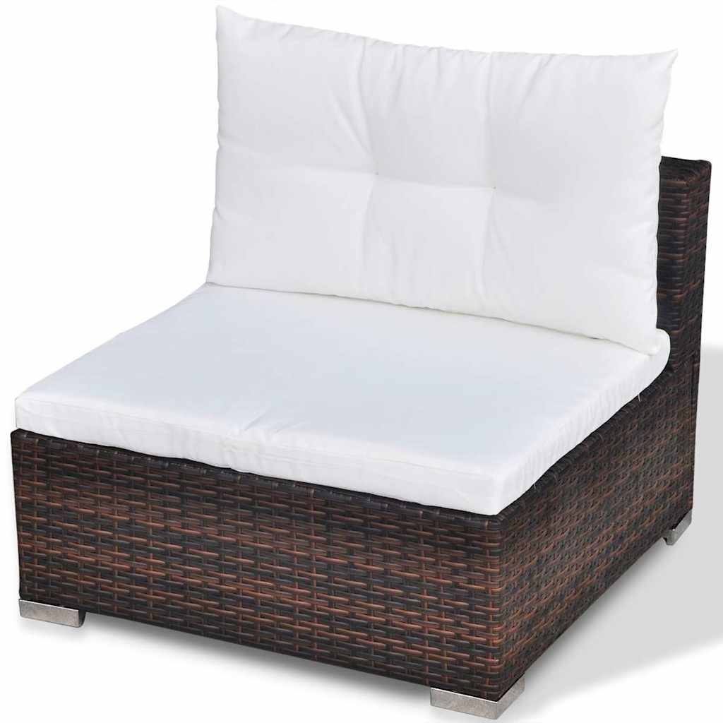 42739 vidaXL 5 Piece Garden Lounge Set with Cushions Poly Rattan Brown