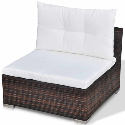 42739 vidaXL 5 Piece Garden Lounge Set with Cushions Poly Rattan Brown