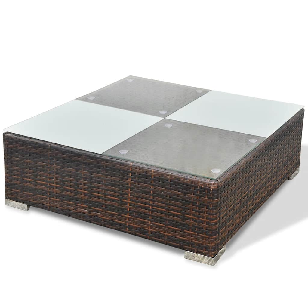 42739 vidaXL 5 Piece Garden Lounge Set with Cushions Poly Rattan Brown
