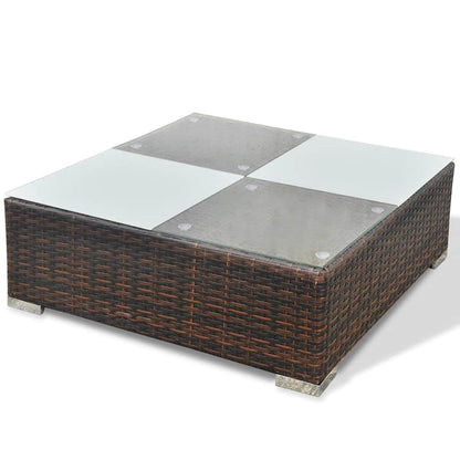 42739 vidaXL 5 Piece Garden Lounge Set with Cushions Poly Rattan Brown