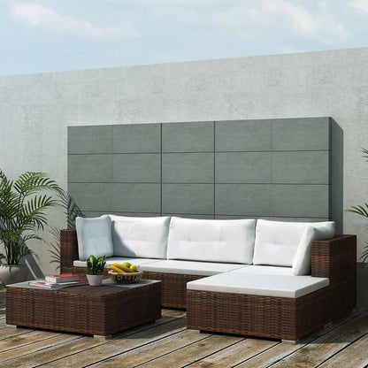 42739 vidaXL 5 Piece Garden Lounge Set with Cushions Poly Rattan Brown