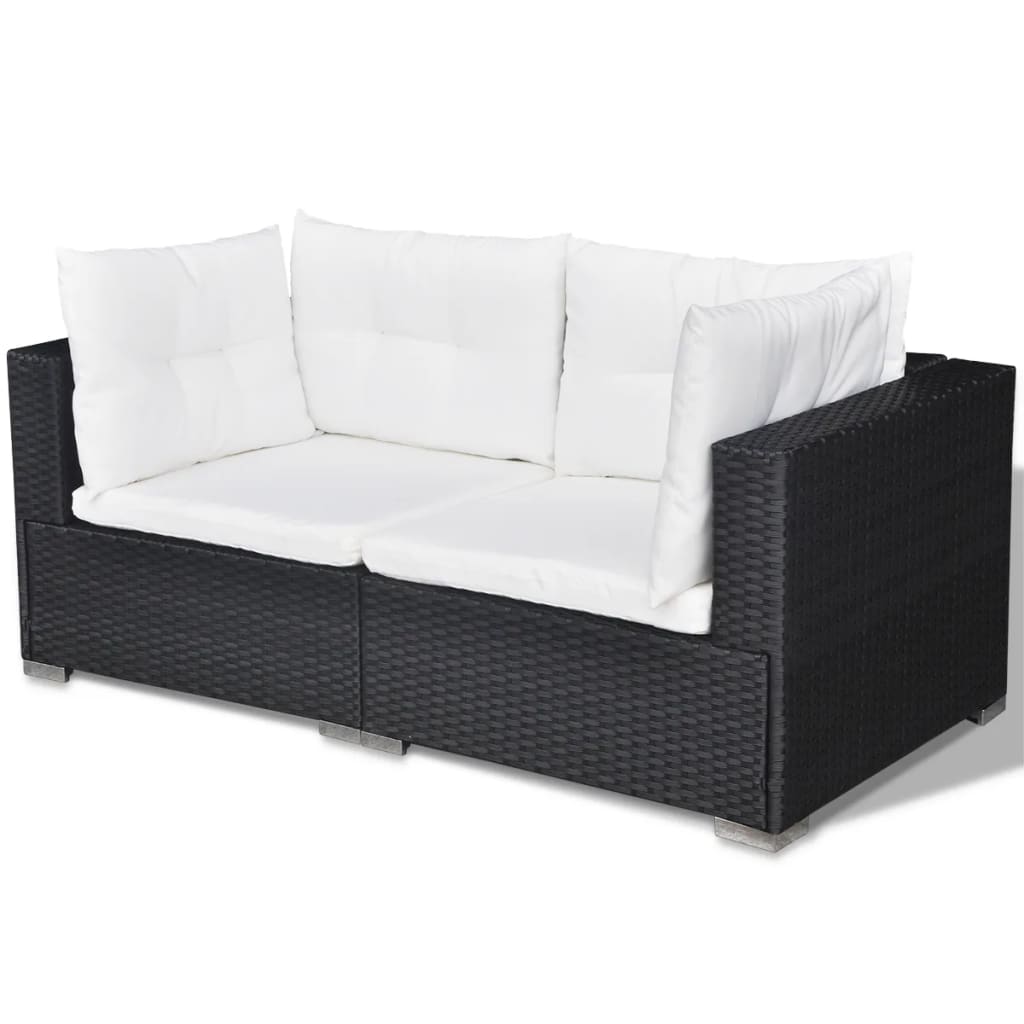 vidaXL 5 Piece Garden Lounge Set with Cushions Poly Rattan Black