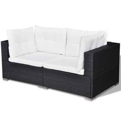 vidaXL 5 Piece Garden Lounge Set with Cushions Poly Rattan Black