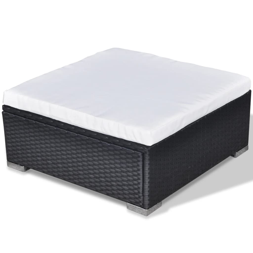 vidaXL 5 Piece Garden Lounge Set with Cushions Poly Rattan Black