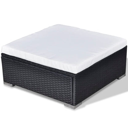 vidaXL 5 Piece Garden Lounge Set with Cushions Poly Rattan Black