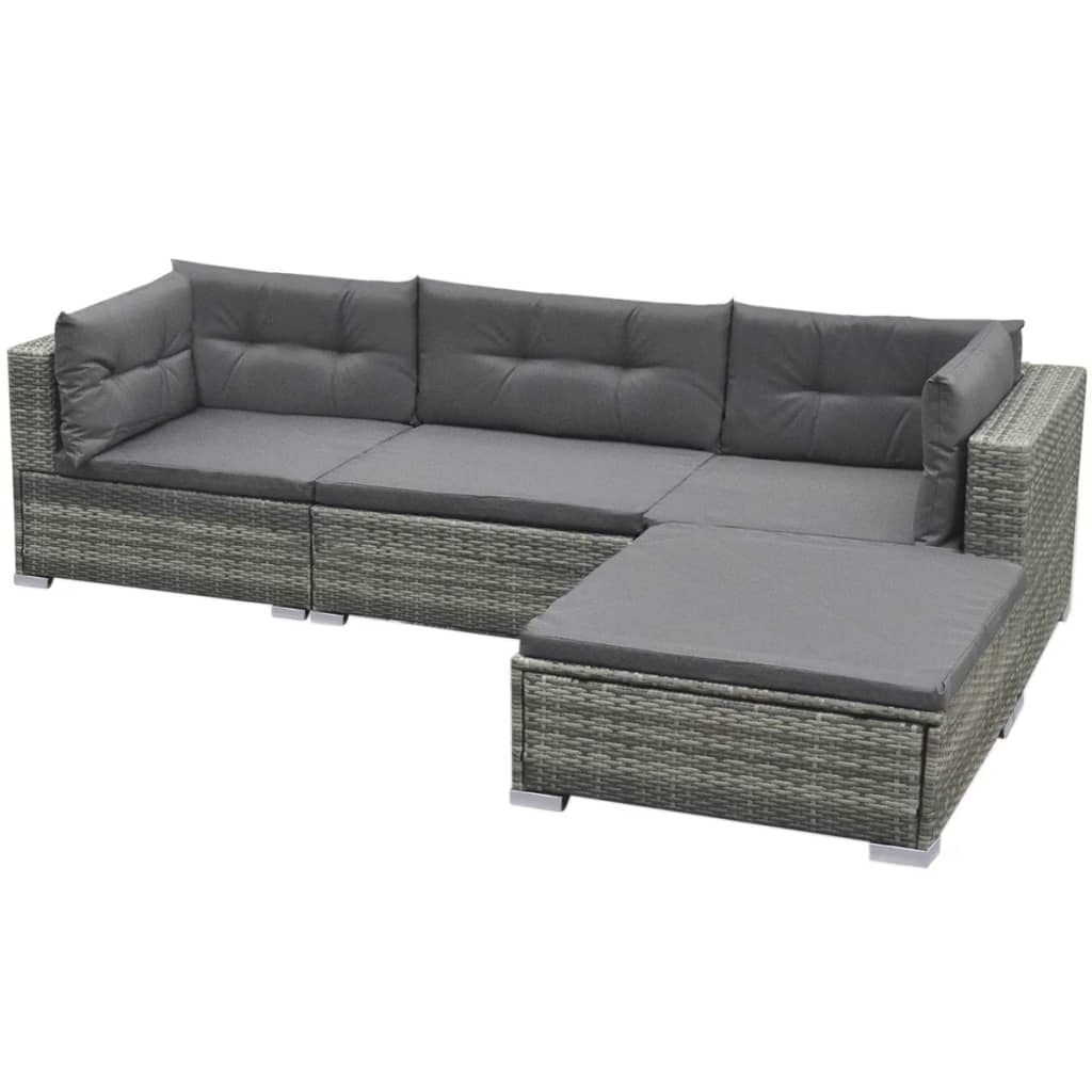 vidaXL Patio Furniture | Grey | PE rattan, powder-coated steel, glass, polyester