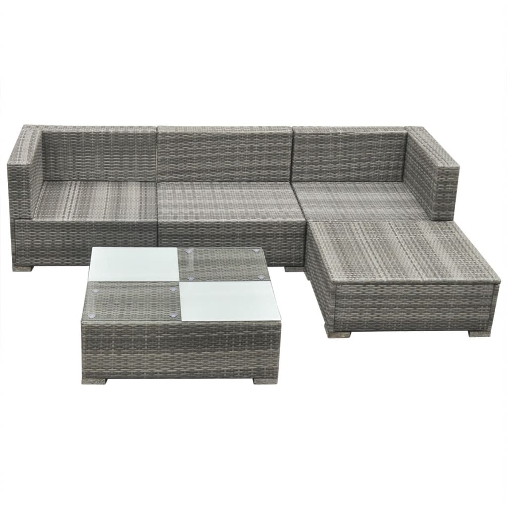 vidaXL Patio Furniture | Grey | PE rattan, powder-coated steel, glass, polyester