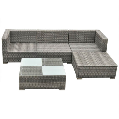 vidaXL Patio Furniture | Grey | PE rattan, powder-coated steel, glass, polyester