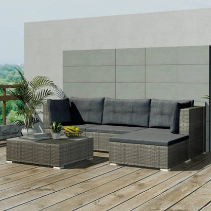 vidaXL Patio Furniture | Grey | PE rattan, powder-coated steel, glass, polyester