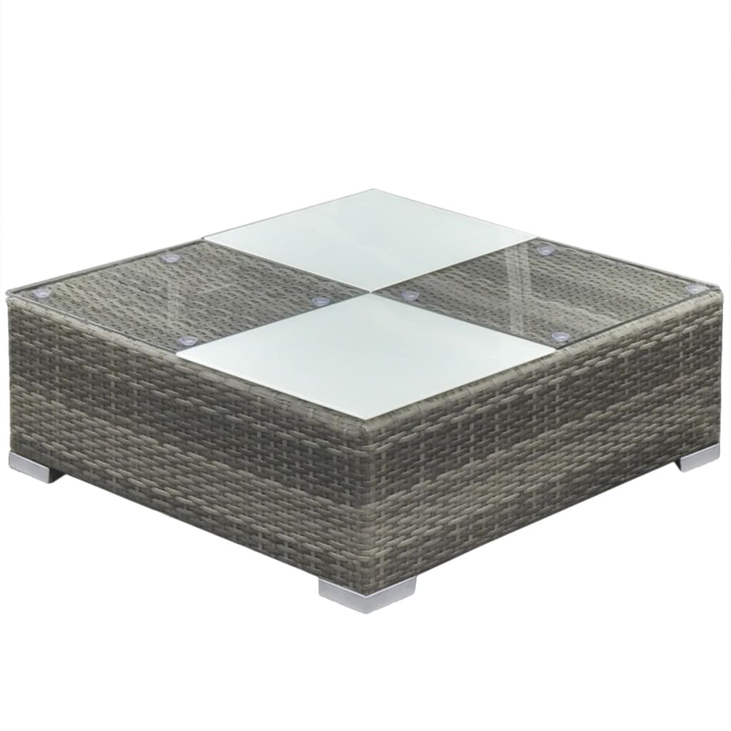 vidaXL Patio Furniture | Grey | PE rattan, powder-coated steel, glass, polyester