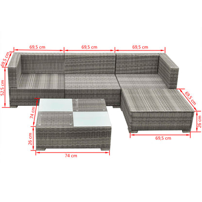 vidaXL Patio Furniture | Grey | PE rattan, powder-coated steel, glass, polyester