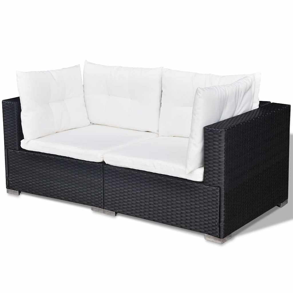 42743 vidaXL 6 Piece Garden Lounge Set with Cushions Poly Rattan Black