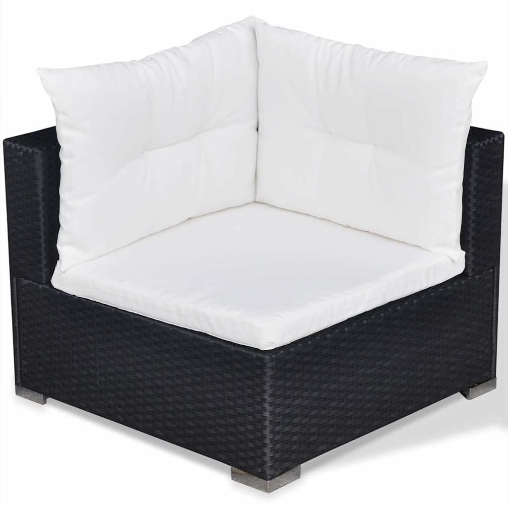 42743 vidaXL 6 Piece Garden Lounge Set with Cushions Poly Rattan Black