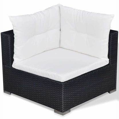 42743 vidaXL 6 Piece Garden Lounge Set with Cushions Poly Rattan Black