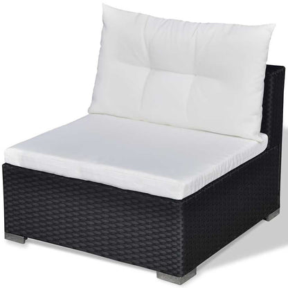 42743 vidaXL 6 Piece Garden Lounge Set with Cushions Poly Rattan Black