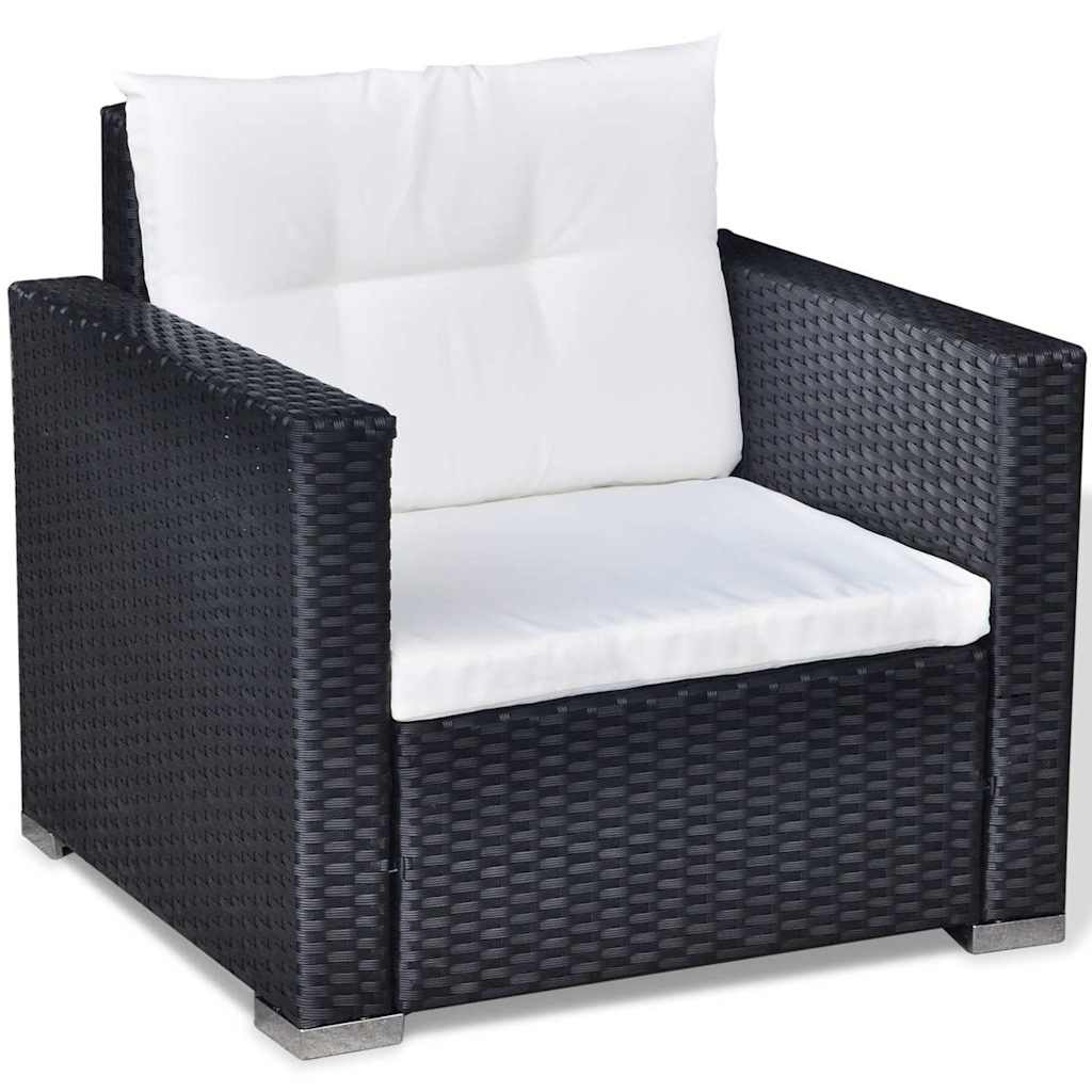 42743 vidaXL 6 Piece Garden Lounge Set with Cushions Poly Rattan Black