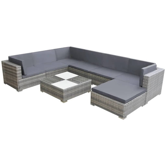 vidaXL Patio Furniture | Grey | Powder-coated steel frame | 8 Piece Set