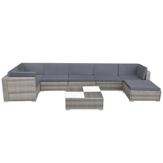 vidaXL Patio Furniture | Grey | Powder-coated steel frame | 8 Piece Set