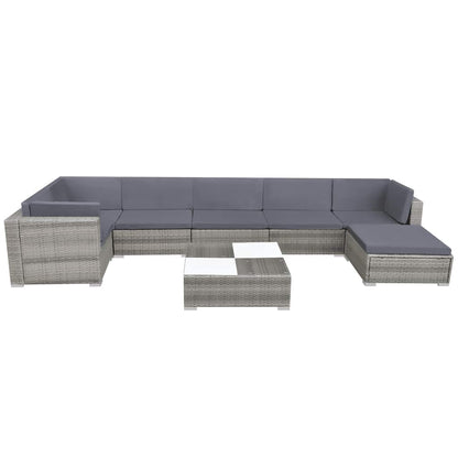 42746 vidaXL 8 Piece Garden Lounge Set with Cushions Poly Rattan Grey