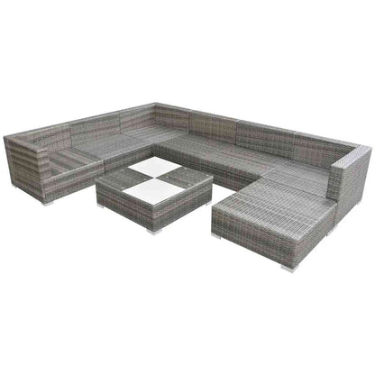 42746 vidaXL 8 Piece Garden Lounge Set with Cushions Poly Rattan Grey