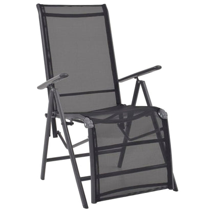 vidaXL Sunlounger | Black | Aluminium | Medium | Adjustable Armrests