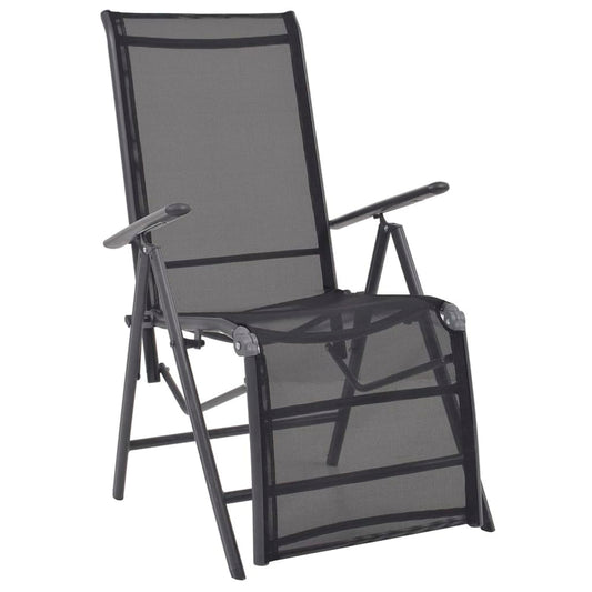 vidaXL Sunlounger | Black | Aluminium | Medium | Adjustable Armrests