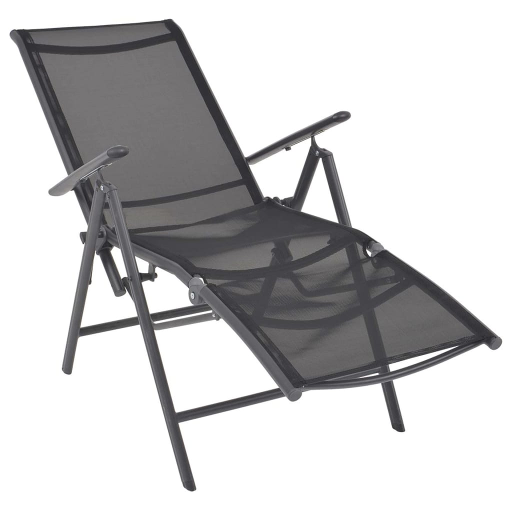 vidaXL Sunlounger | Black | Aluminium | Medium | Adjustable Armrests