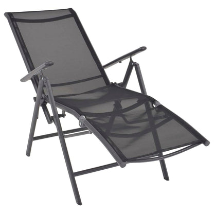 vidaXL Sunlounger | Black | Aluminium | Medium | Adjustable Armrests