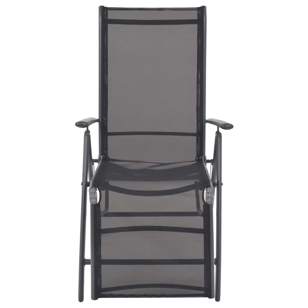 vidaXL Sunlounger | Black | Aluminium | Medium | Adjustable Armrests