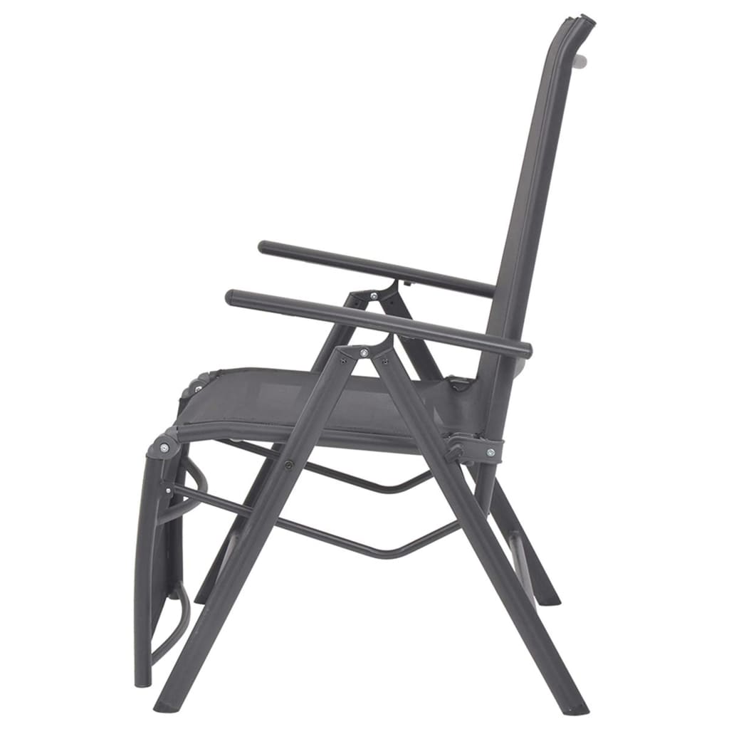 vidaXL Sunlounger | Black | Aluminium | Medium | Adjustable Armrests