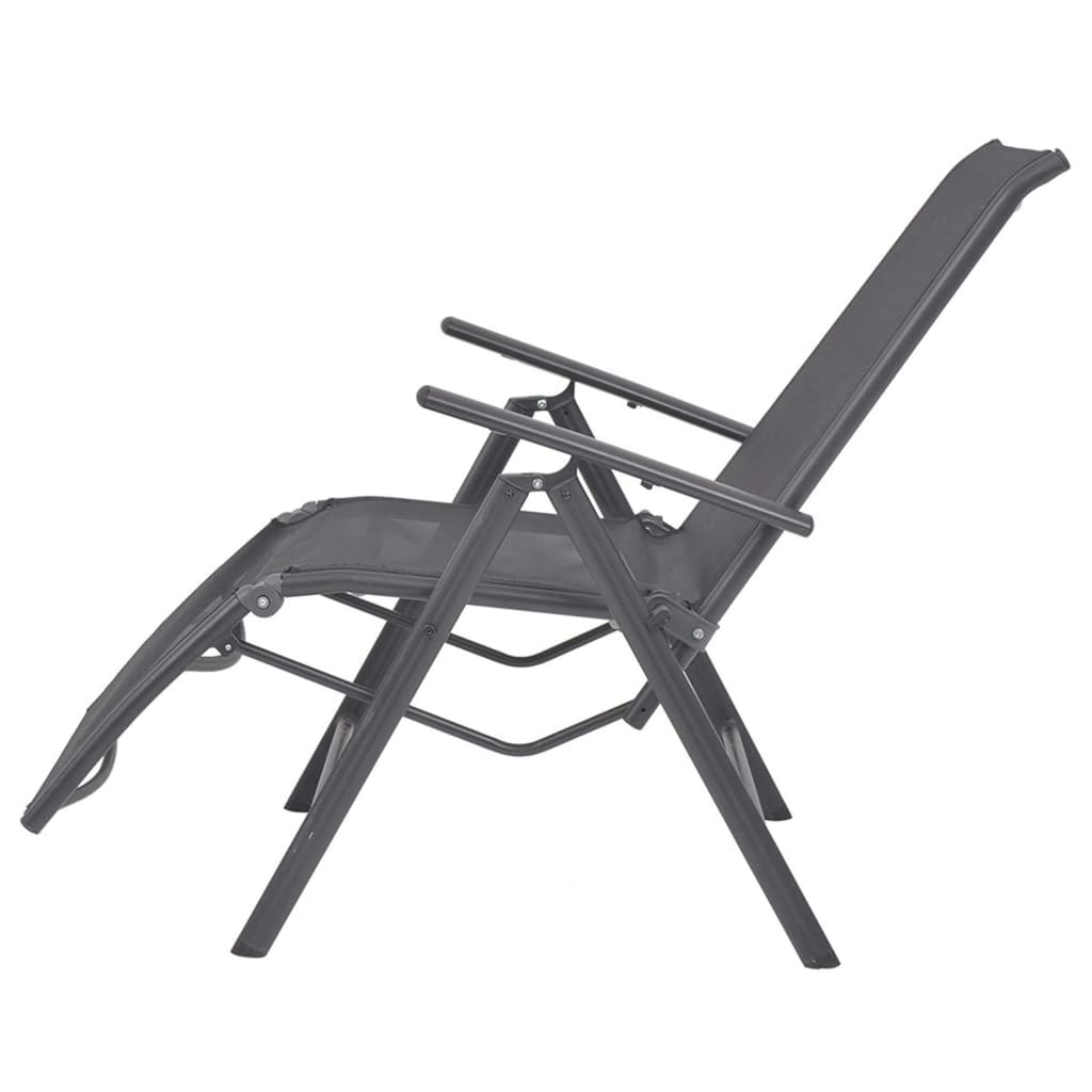 vidaXL Sunlounger | Black | Aluminium | Medium | Adjustable Armrests