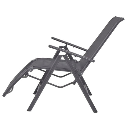 vidaXL Sunlounger | Black | Aluminium | Medium | Adjustable Armrests