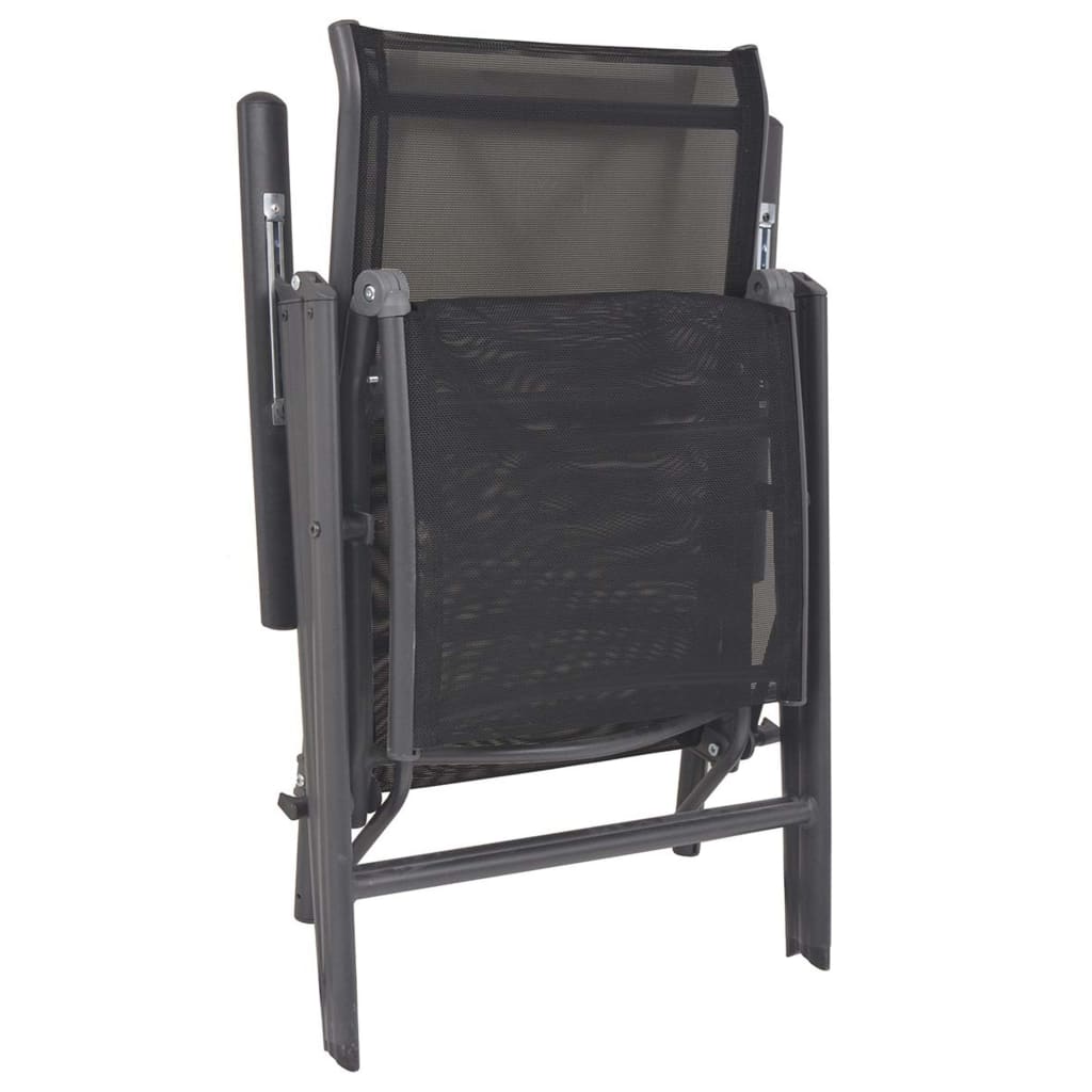 vidaXL Sunlounger | Black | Aluminium | Medium | Adjustable Armrests