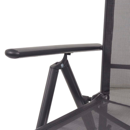 vidaXL Sunlounger | Black | Aluminium | Medium | Adjustable Armrests