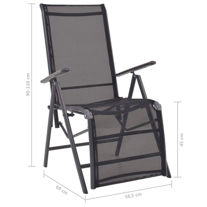 vidaXL Sunlounger | Black | Aluminium | Medium | Adjustable Armrests