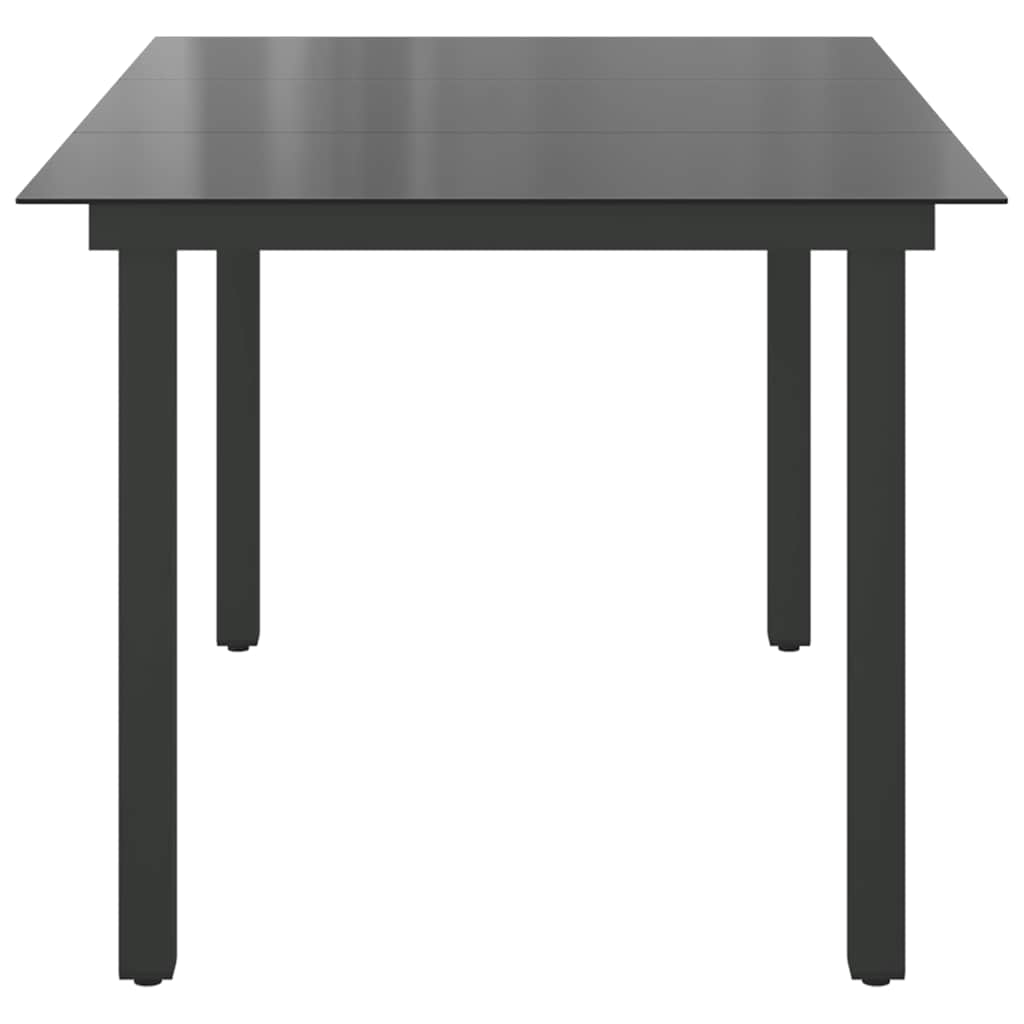 vidaXL Garden Table Black 150x90x74 cm Aluminium and Glass