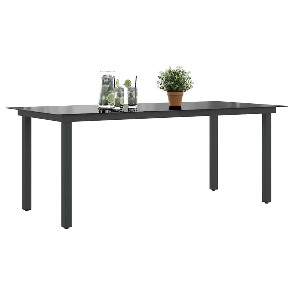 vidaXL Garden Dining Table | Black | Aluminium and Glass | 190 x 90 cm | Durable
