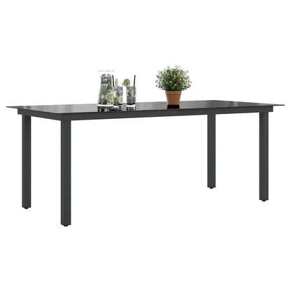 vidaXL Garden Dining Table | Black | Aluminium and Glass | 190 x 90 cm | Durable